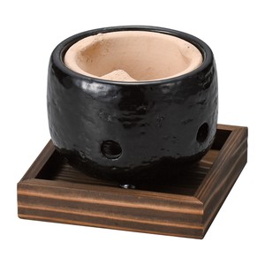 黒楽コンロ（敷板付）　　【日本製　陶器　直火可能】