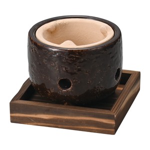 アメ釉コンロ（敷板付）　　【日本製　陶器　直火可能】