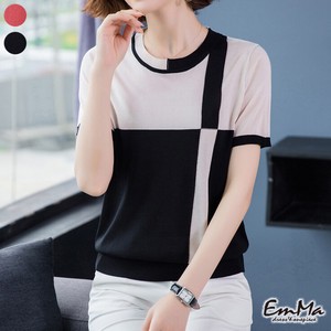 【2023SS】 EF0543 サマーニットTシャツ ツートンカラー 半袖 夏 カジュアル
