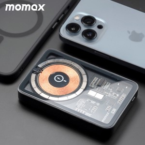 MOMAX 2段階スタンド マグネット式ワイヤレスバッテリー スケルトン MagSafe対応モバイルバッテリー