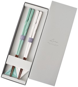 【箸】Lino 2P Gift box　グリーン/ホワイト