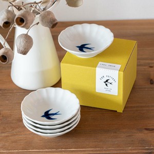 Mino ware Small Plate [Boxed Gift] Swallows Chirping Set of 5 10cm Made in Japan