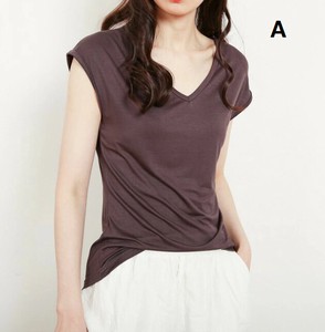 T-shirt Plain Color T-Shirt Sleeveless V-Neck Ladies NEW