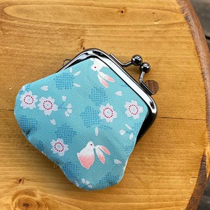 お賽銭用がま口/花うさぎ(水色)【日本製】【和雑貨】【トラベル】