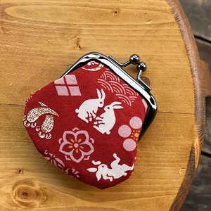 お賽銭用がま口/ 市松遊びうさぎ(赤)【日本製】【和雑貨】【トラベル】