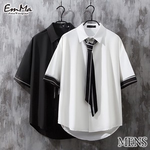 【メンズ】【2023新作】 EF0556 ネクタイモチーフシャツ 半袖 カジュアル 春 夏