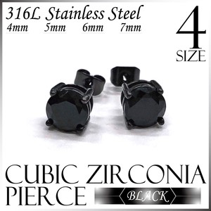 Pierced Earrings Cubic Zirconia Stainless Steel black Ladies Men's 2023 New