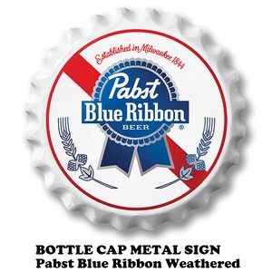 ボトルキャップ メタルサイン Pabst Blue Ribbon【パブスト ブリキ看板】