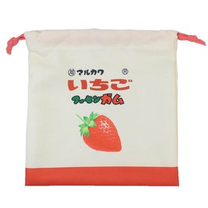 【巾着袋】マルカワフーセンガム フラット巾着 きんちゃくポーチ お菓子シリーズ レトロ いちご