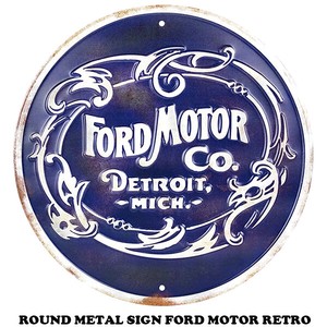ラウンド エンボス メタルサイン FORD MOTOR RETRO【フォード ブリキ看板】
