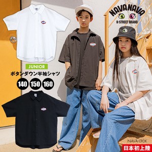 ジュニア ボタンダウンシャツ キッズ 子供 半袖 韓国 Kファッション 韓流 ストリート  スケートボード
