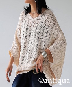 Antiqua Sweater/Knitwear Dolman Sleeve Half Sleeve Knitted 3/4 Length Sleeve Tops Ladies'
