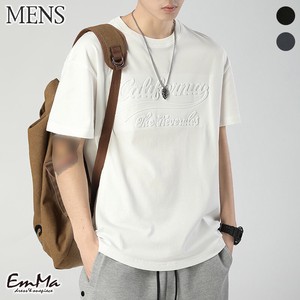 【メンズ】【2023新作】 EF0538 デザインTシャツ 立体アルファベット コットン100 カジュアル 半袖