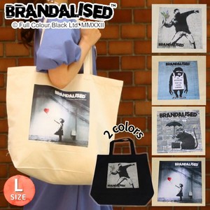 BRANDALISED バンクシー キャンバス トートバッグ Lサイズ ホワイト/ブラック SA-Banksy-TB