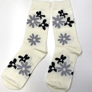 Crew Socks Design White Floral Pattern Socks Ladies'