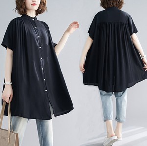 Button Shirt/Blouse Plain Color Spring/Summer Ladies' Short-Sleeve NEW
