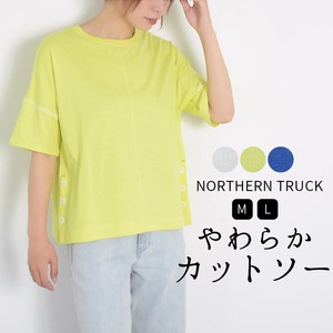 T-shirt Pullover T-Shirt Tops Buttons Ladies' NORTHERN TRUCK Cut-and-sew
