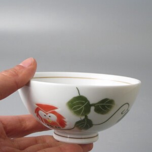 木の葉フクロウ3.6茶付（赤） 日本製 和食器 茶碗 ご飯茶碗