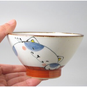 シャープ碗　6柄 日本製 和食器 飯碗 ご飯茶碗 茶碗 茶付 手書き ネコ
