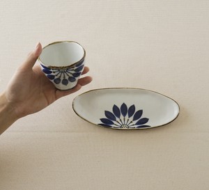 Hasami ware Cup & Saucer Set Flower Blue Saucer Made in Japan