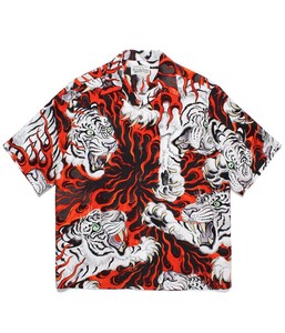 Button Shirt Printed Japanese Pattern Men's Thin Short-Sleeve 3 Colors