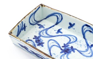 【有田焼】染付流水箱皿 日本製 刺身皿 向付 盛皿 焼皿 和食器 割烹