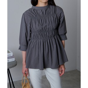 Button Shirt/Blouse Flare Gathered Blouse Tiered Autumn/Winter