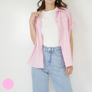 Button Shirt/Blouse Pink Spring/Summer Pocket Cut-and-sew