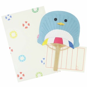 【グリーティングカード】あにまる竹うちわカード 一筆箋付き ペンギン