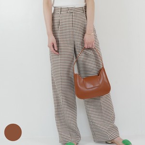 Full-Length Pant Brown Houndstooth Pattern Spring/Summer Wide