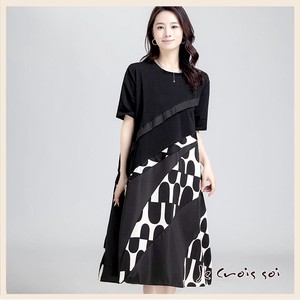 Casual Dress Design Geometric Pattern One-piece Dress Switching