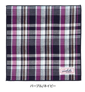 cocohibi Towel Handkerchief Navy Plaid Made in Japan