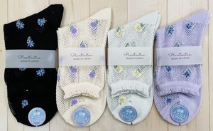 短袜 新款 女士 网眼 花卉图案 日本制造
