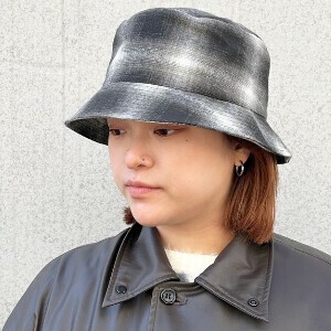 【2025秋冬】国産生地 オンブレチェック バケットハット 帽子 メンズ レディース