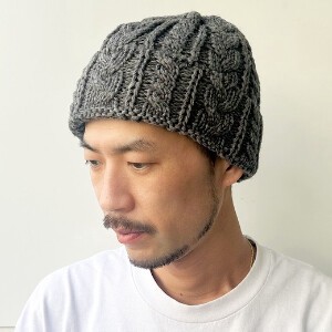 【2023秋冬】ケーブル編み シングル  ウール混 肉厚 ニット 帽子 メンズ レディース