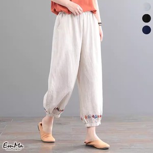 【2023SS】 EF0611 コットンリネンテーパードパンツ 裾刺繍 カジュアル 夏