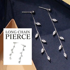Pierced Earrings Resin Post sliver 2Way Long Rhinestone Ladies'