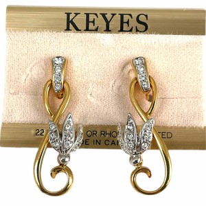 KEYES イヤリング ヴィンテージ カナダ製 キーズ 22KTゴールドプレート　フラワー earrings