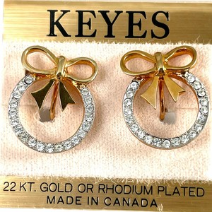 KEYES イヤリング ヴィンテージ カナダ製 キーズ 22KTゴールドプレート　リボンリング earrings