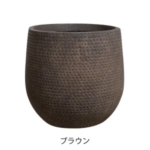 【ファイバークレイ／植木鉢】ロンド バルーン 34cm ブラウン