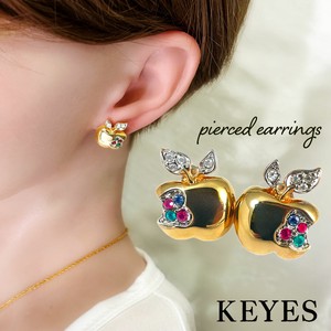Pierced Earrings Gold Post Gold Apple Vintage