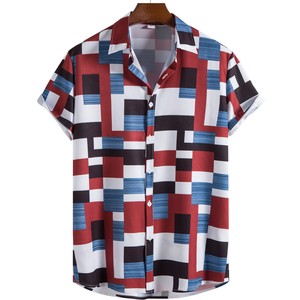 Button Shirt Patterned All Over Pudding Casual Men's Thin