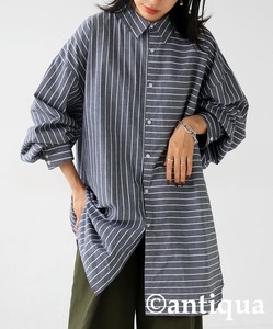 Antiqua Button Shirt/Blouse Long Sleeves Stripe Tops Ladies