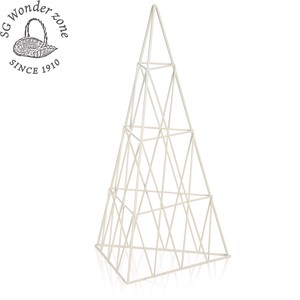 ワイヤーアレンジ ベース 高さ36cm ピラミッド ワイヤーのフラワーアレンジメント ホワイト