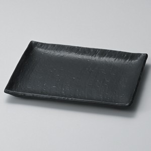 なごみ黒長角天皿　　【日本製　陶器】