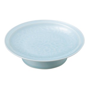 青白磁唐草8.0大高浜皿　　【日本製　磁器】