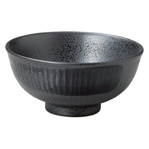 黒御影黒刷毛中平碗　　【日本製　磁器】