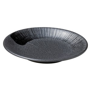 黒御影黒刷毛千段5.5皿　　【日本製　磁器】