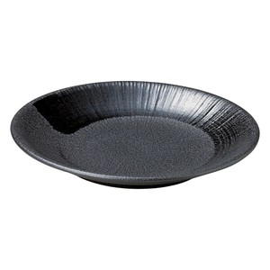黒御影黒刷毛千段7.5皿　　【日本製　磁器】