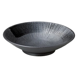 黒御影黒刷毛千段7.0めん鉢　　【日本製　磁器】